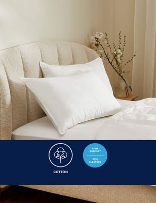 M&S 2pk Ultimate Comfort Pure Cotton Firm Pillows - White, White