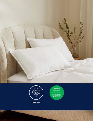 M&S 2pk Ultimate Comfort Cotton Medium Pillows - White, White