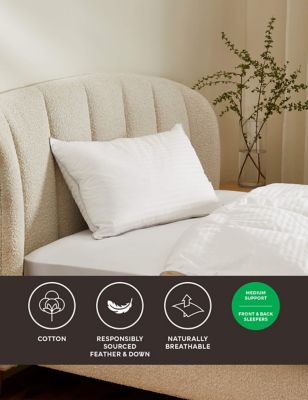 M&S Luxury Hungarian Goose Down Medium Pillow - White, White