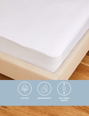 Sleep Solutions Terry Waterproof Extra Deep Mattress Protector - 6FT - White, White