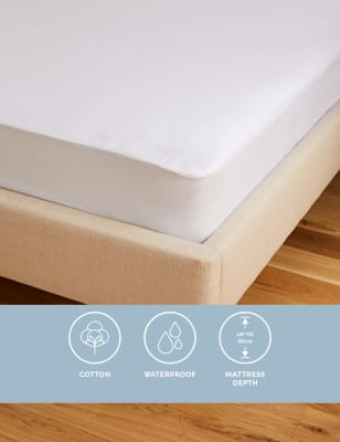 Sleep Solutions Pure Cotton Jersey Waterproof Mattress Protector - 5FT - White, White