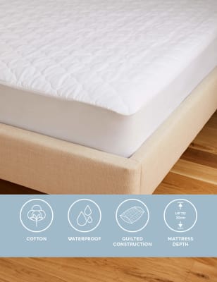 

Sleep Solutions Gesteppter, wasserundurchlässiger Matratzenschoner - White, White