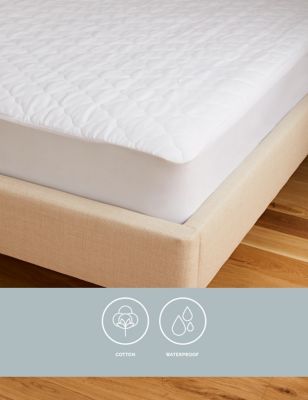 Sleep Solutions Quilted Waterproof Mattress Protector - 5FT - White, White
