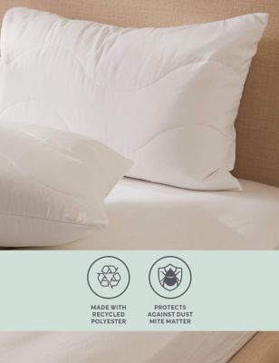 M&S 2pk Anti Allergy Plus Pillow Protectors - White, White