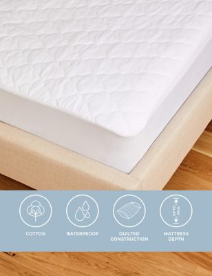 Sleep Solutions Quilted Waterproof Extra Deep Mattress Protector - 6FT - White, White