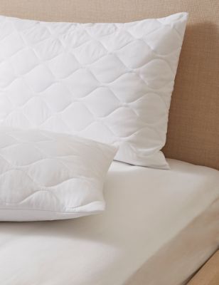 M&S 2pk Fresh & Cool Quilted Pillow Protectors - White, White