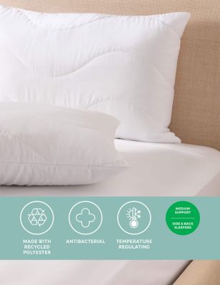 M&S 2pk Fresh & Cool Medium Pillows - White, White