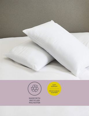 M&S 2pk Simply Soft Medium Pillows - White, White