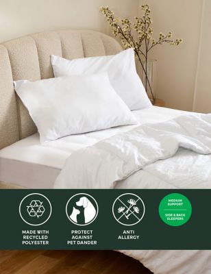 M&S 2pk Ultimate Anti Allergy Medium Pillows - White, White
