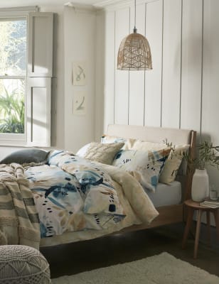 

M&S Collection Bettwäscheset aus reiner Baumwolle mit Aquarell-Blumenmuster - Blue Mix, Blue Mix