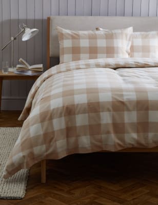 

Ropa de cama de vichy 100% algodón cepillado - Neutral, Neutral