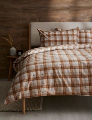 

Pure Brushed Cotton Checked Bedding Set - Neutral, Neutral