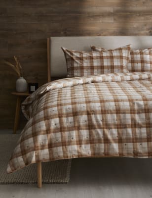 

Pure Brushed Cotton Checked Bedding Set - Neutral, Neutral