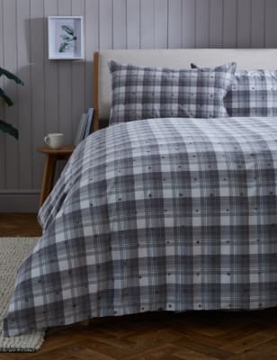 

Kariertes Bettwäscheset aus reiner, gebürsteter Baumwolle - Grey, Grey