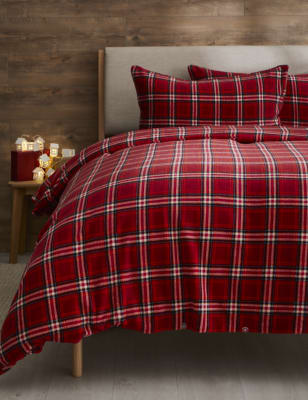 

Fleece Checked Bedding Set - Red Mix, Red Mix