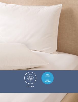 M&S 2pk Hotel Soft Cotton Firm Pillows - White, White