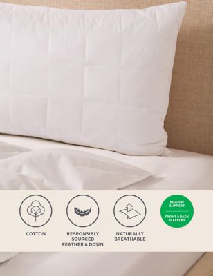 Sleep Solutions Goose Down Surround Medium Pillow - White, White
