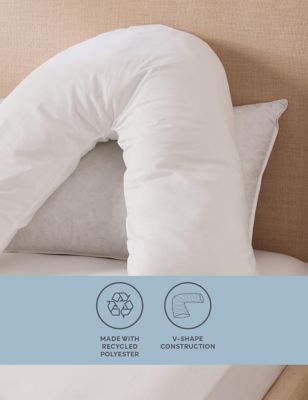 Sleep Solutions V-Shaped Medium Pillow with Pillowcase - White, White