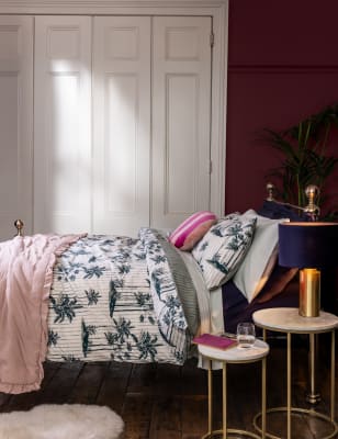 

M&S Collection Bettwäscheset aus Baumwollmischgewebe mit Palmenmuster - Green, Green