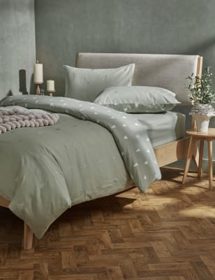 

Ropa de cama de algodón cepillado con bordado de árbol - Soft Green, Soft Green