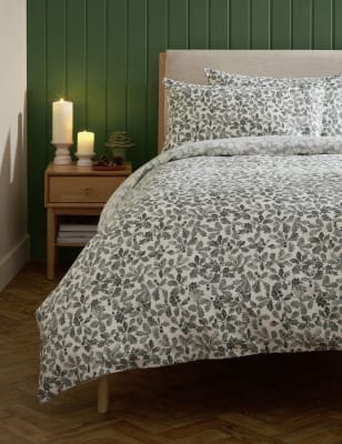 

M&S Collection Pure Brushed Cotton Oak Leaf Bedding Set - Sage Mix, Sage Mix