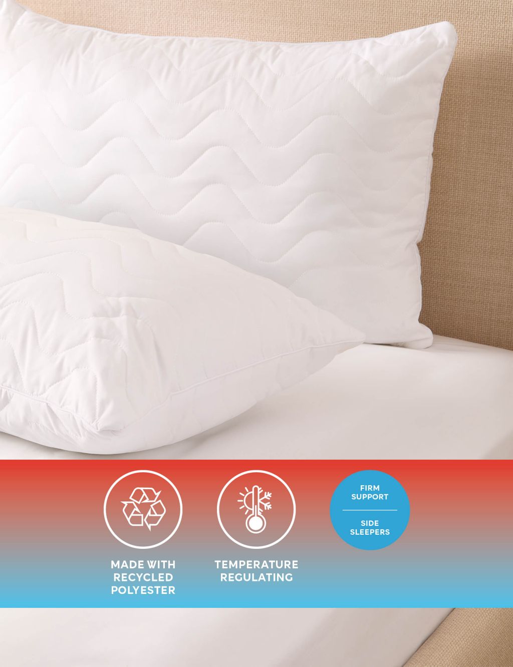 2pk Body Temperature Control Firm Pillows image 1