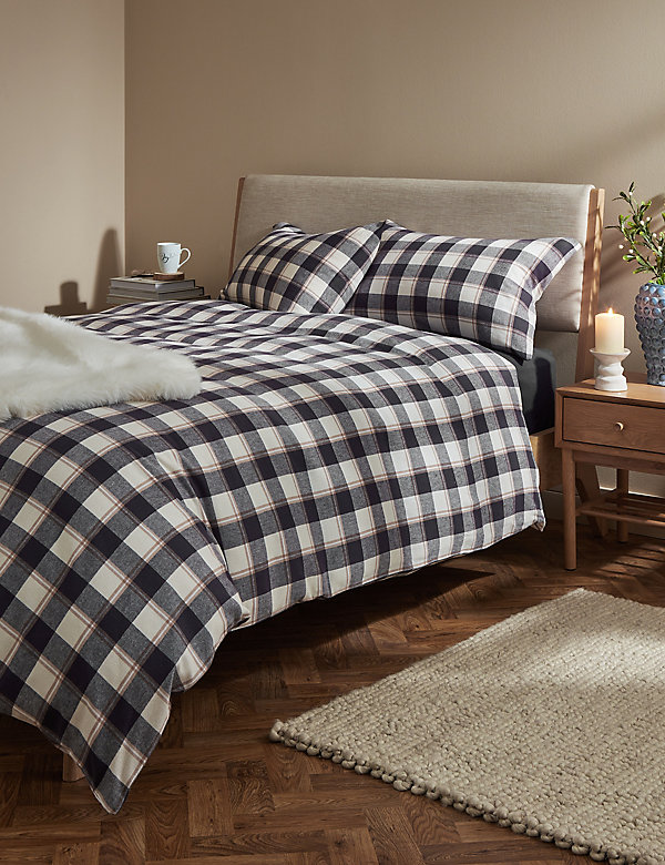 Pure Cotton Checked Brushed Bedding Set - MK