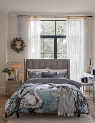 

M&S Collection Pure Cotton Sateen Swan Bedding Set - Navy Mix, Navy Mix