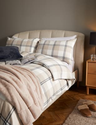 

M&S Collection Pure Brushed Cotton Winter Checked Bedding Set - Natural Mix, Natural Mix