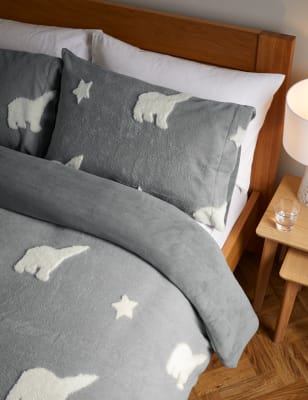 Carved Fleece Polar Bear Bedding Set