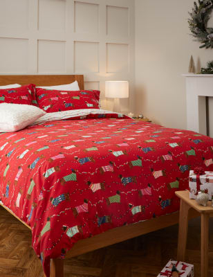 

M&S Collection Cotton Blend Festive Sausage Dogs Bedding Set - Red, Red