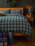 Pure Brushed Cotton Woven Checked Bedding Set