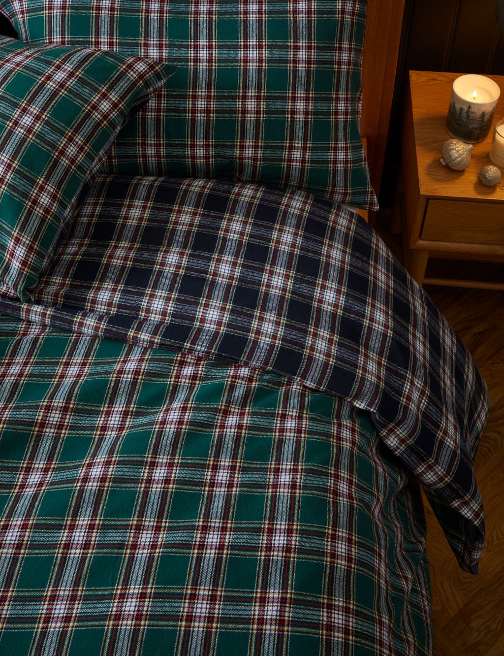 Pure Brushed Cotton Checked Bedding Set image 3
