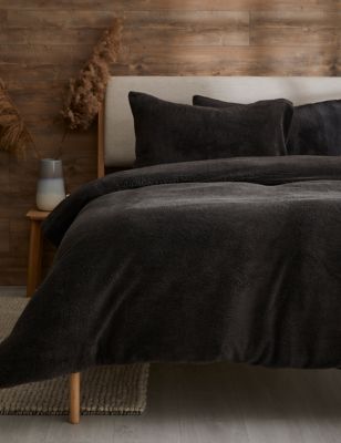 

M&S Collection Teddy Fleece Bedding Set - Charcoal, Charcoal