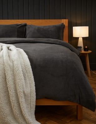 

M&S Collection Teddy Fleece Bedding Set - Charcoal, Charcoal