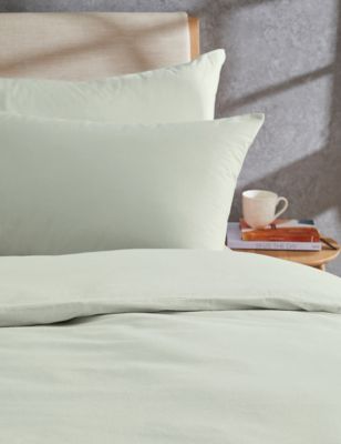 M&S Pure Brushed Cotton Bedding Set - 6FT - Grey Marl, Grey Marl,White,Duck Egg,Midnight Navy