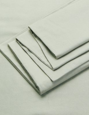 M&S Pure Brushed Cotton Bedding Set - 6FT - Grey Marl, Grey Marl,White,Duck Egg,Sage,Midnight Navy