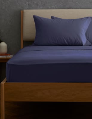 

M&S Collection Pure Brushed Cotton Flat Sheet - Midnight Navy, Midnight Navy