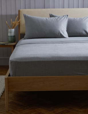 

M&S Collection Bettlaken aus reiner, gebürsteter Baumwolle - Grey Marl, Grey Marl