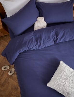 

M&S Collection Extra tief geschnittenes Spannbettlaken aus reiner, gebürsteter Baumwolle - Midnight Navy, Midnight Navy