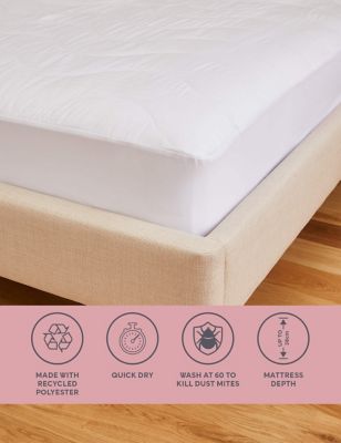 M&S Supremely Washable Extra Deep Mattress Protector - DBL - White, White