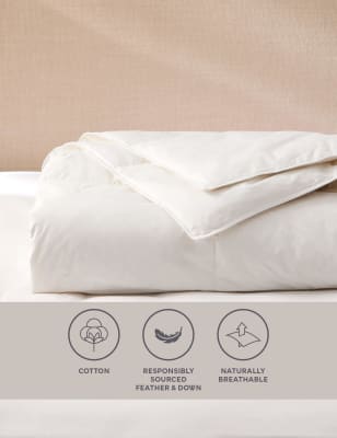 M&S Duck Feather & Down 4.5 Tog Duvet - 5FT - White, White