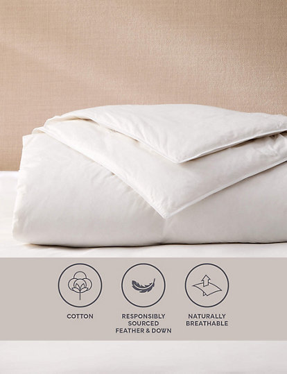 m&s collection duck feather & down 10.5 tog duvet - dbl - white, white
