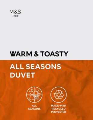 M&S Warm and Toasty All Seasons 15 Tog Duvet - SGL - White, White