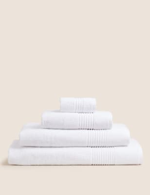 M&S Everyday Egyptian Cotton Towel - BATH - White, White,Charcoal