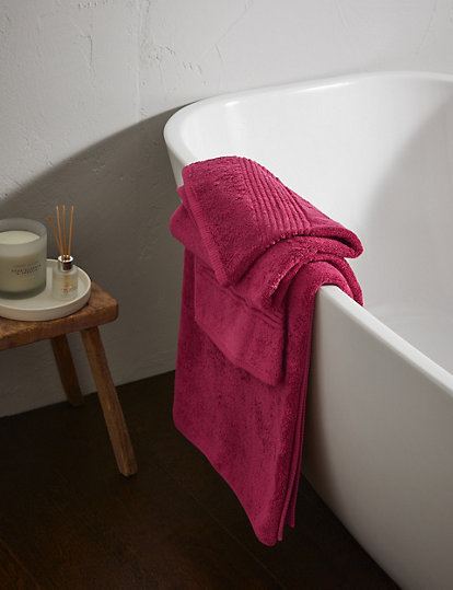 M&S Collection Egyptian Cotton Luxury Towel - 2Face - Dark Raspberry, Dark Raspberry