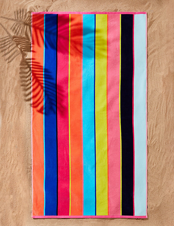 Pure Cotton Sand Resistant Striped Beach Towel - CA