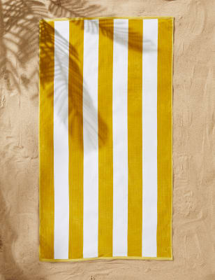 

M&S Collection Pure Cotton Sand Resistant Striped Beach Towel - Ochre, Ochre