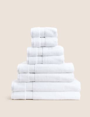 M&S Set of 2 Super Soft Pure Cotton Towels - 2GU - White, White,Teal,Slate,Midnight,Mocha,Raspberry,