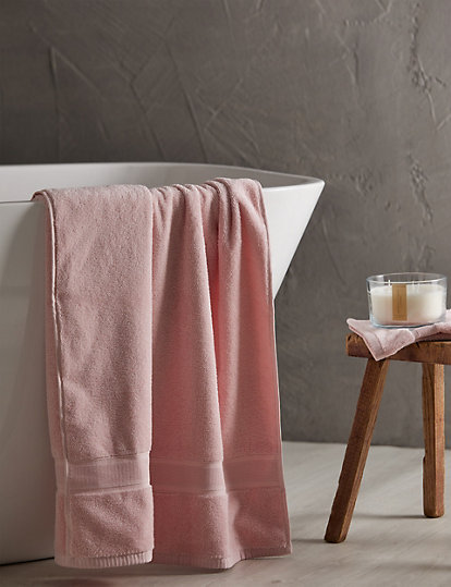 M&S Collection Super Soft Pure Cotton Antibacterial Towel - 2Face - Light Pink, Light Pink